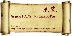 Argyelán Krisztofer névjegykártya